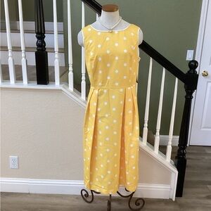 New Eva Mendes Yellow Polka Dot Sleeveless Dress